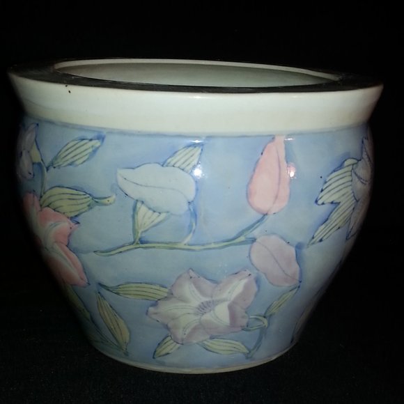 Vintage Large Oriental Porcelain Koi Fish Bowl Planter *Handmade *Handcrafted - Picture 3 of 6